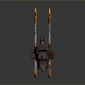 3D Bow Sculpture With Carved Orange Accents And Metallic Texture Design