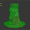 Decorative Tree Stump With White Red Sections And Small Mushrooms On Dirt Base