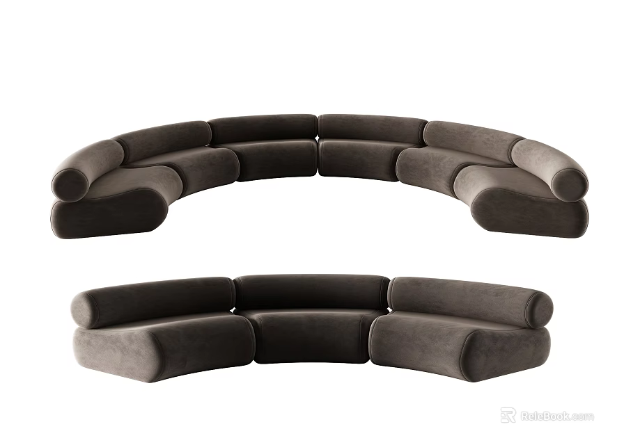Curved Modular Sectional Sofa With Comfortable Seating For Modern Living Room Decor 3d model 