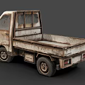 Vintage Rusted White Pickup Truck With Flatbed Cargo Bed And Worn Exterior