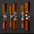 Public Facility Modern Orange Pillars Featuring Hexagonal Design And 2024 Signage 3d model