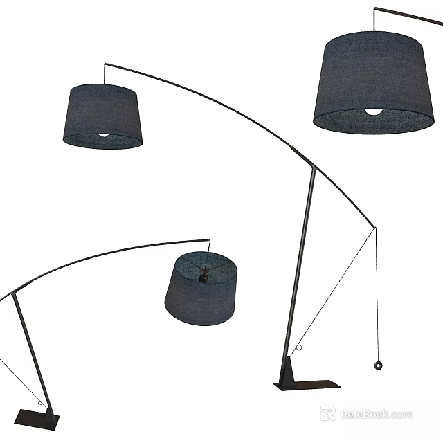 Modern Arc Floor Lamp With Fabric Shade For Living Room Decoration 3d model 