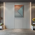 Modern Bedroom Accent Wall Design With Art Cabinets And Decor