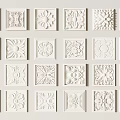 White Decorative Panels Featuring Carved Patterns With Various Floral And Geometric Designs 3d model