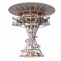 Modern Spiral Tower With Solar Panel Roof And Multiple Observation Platforms 3d model