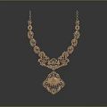 Elegant Golden Filigree Necklace With Intricate Design And Central Ornate Pendant