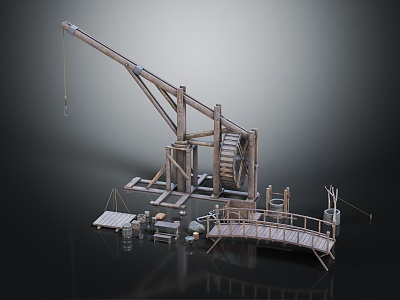 modern tower crane ancient tower crane 3d model