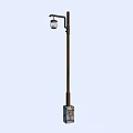 Outdoor Classic Street Light with Metal Pole Stone Base and Transparent Lampshade