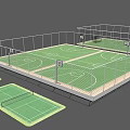 Soccer Field Featuring Green Turf White Marking Lines And Enclosed Fence