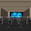 Modern Fitness Studio With Multiple Spin Bikes And Spacious Workout Space 3d model