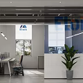 Modern Public Office Space With Spacious Open Layout Exposed Ceiling And Ergonomic Workstations 3d model