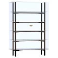 Modern Decorative Cabinet With Transparent Glass Shelves And Black Metal Frame