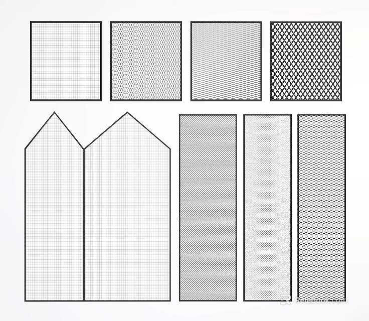 Wrought Iron Decorative Design Elements With Assorted Grid Patterns And Shapes 3d model 