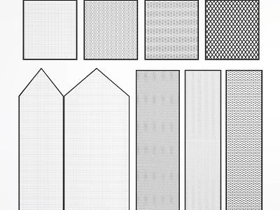 Wrought Iron Decorative Design Elements With Assorted Grid Patterns And Shapes 3d model