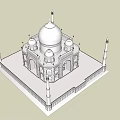 European Style Architecture Featuring Dome Minarets Symmetrical Design and Ornate Arches