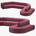 Pink Velvet Curved Sofa with Modern Wave Design for Living Room