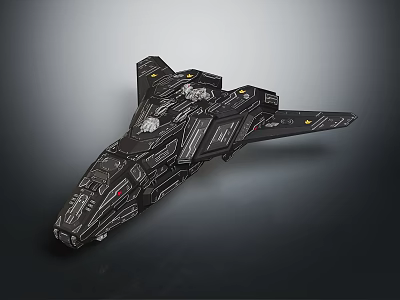 Black Sci Fi Spaceship With Detailed Metallic Structure And Futuristic Design 3d model