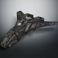 Black Sci Fi Spaceship With Detailed Metallic Structure And Futuristic Design