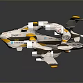 Futuristic Hyperion Spaceship With White Yellow Gray Color And Thrusters For Space Exploration