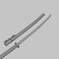 Traditional Samurai Swords With Red Handles And Silver Blades On Black Background