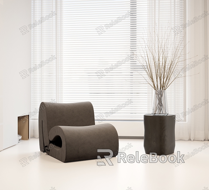 Single sofa sofa lazy sofa chair solid wood round flowerpot branch venetian curtain sweeper model