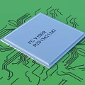 Household Electronic Device Chip On Green Background With Circuit Board Lines