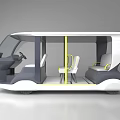Toyota Autonomous Vehicle With Modern Black And White Exterior Transparent Windows And Interior Seats