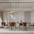 Modern Restaurant Interior Design With Chandelier Dining Table And Chairs Decor 3d model