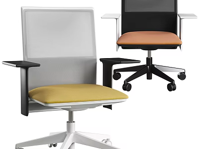 Modern Office Chairs with Mesh Backs Colored Seats Swivel Bases and Ergonomic Design 3d model