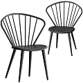 Modern Windsor Style Dining Chairs With Spindle Backrest And Black Wood Legs