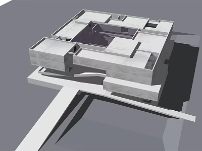 Modern Commercial Complex With Geometric Architecture Open Atrium And Rooftop Design 3d model