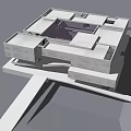 Modern Commercial Complex With Geometric Architecture Open Atrium And Rooftop Design 3d model