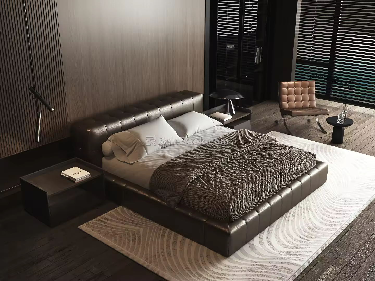 Modern Background Double Bed Double Bed 3d model