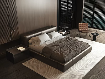 Modern Background Double Bed Double Bed 3d model