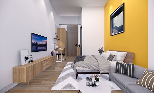 Modern Apartment Dormitory Apartment Single Room 3d model