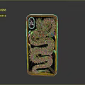 Luxury Phone Case With Crocodile Texture Golden Border Red Accents And Metal Decorations