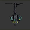 Industrial Tech Equipment With Four Rotors Green Glowing Components And Number 057