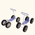 Two Blue Handcarts With Large Wheels And Metal Frames For Transport 3d model
