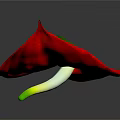 Red Anthurium Flower With Vibrant Red Petal And Green Stem On Black Background