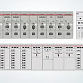 Industrial Electrical Control Panels With Circuit Breakers Indicator Lights And Technical Diagrams