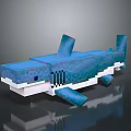 Minecraft Style Pixel Shark Game Character With Blue White Block Design And 3d model
