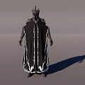 Man Wearing Spiked Crown Black Cloak With White Trimmed Edges And Metallic Armored Arms
