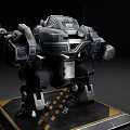 Intelligent Futuristic Machine With Mechanical Armor Arm Cannons Number 03 On Platform