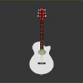 Elegant Red And Silver Acoustic Guitar For Modern Household Musical Use