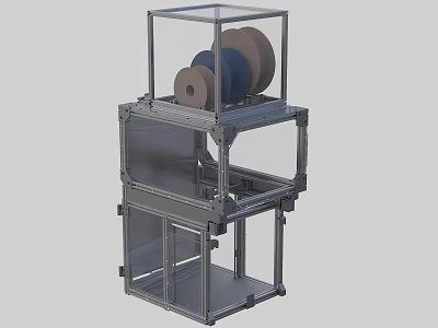 Industrial Equipment With Multi Layer Metal Frame Transparent Protective Cover And Circular Components 3d model