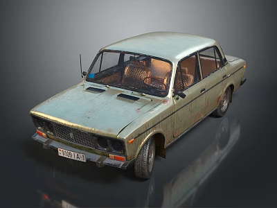 Vintage Classic Sedan Car With Weathered Rustic Exterior And Retro Design 3d model
