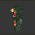 Festive Christmas Evergreen Wreath With Red Gold Ornaments Gold Bells And Red Bow