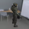 Halo Game Character Master Chief In Armored Suit At Indoor Facility