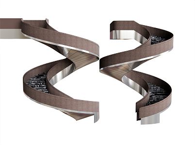 modern revolving staircase handrail staircase 3d model