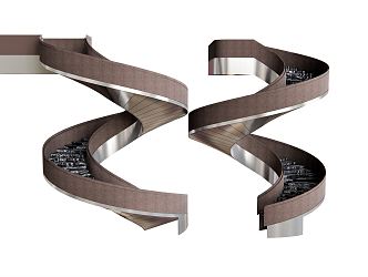 modern revolving staircase handrail staircase 3d model